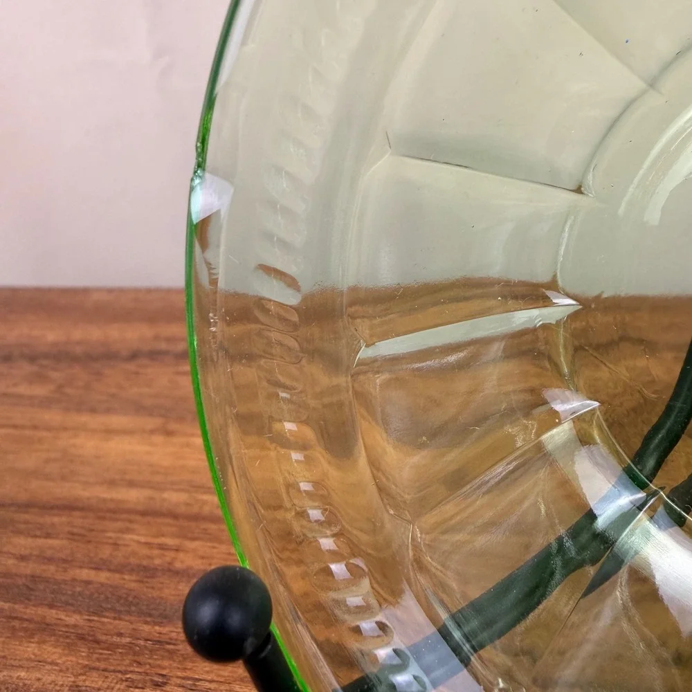 Federal Glass Colonial Fluted Rope Green Uranium Glass Bowls Depression Set (6)